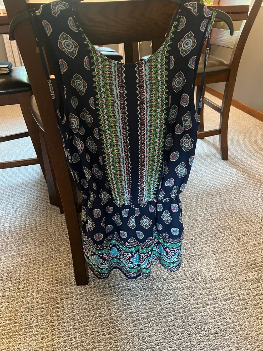 Artisan NY V-Neck Zip Romper One-Piece, Navy Multicolor Paisley, Women's 4 # 653